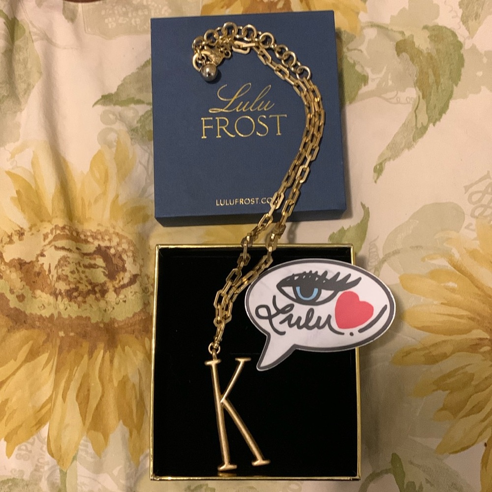 NWT Lulu Frost Plaza Bond Chain Plaza Letter K Charm  …18 inch chain